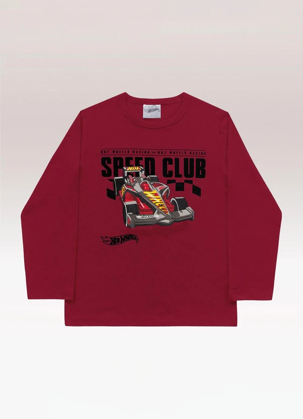 Fakini Kids - Camiseta Manga Longa Hot Wheels Vermelho 1
