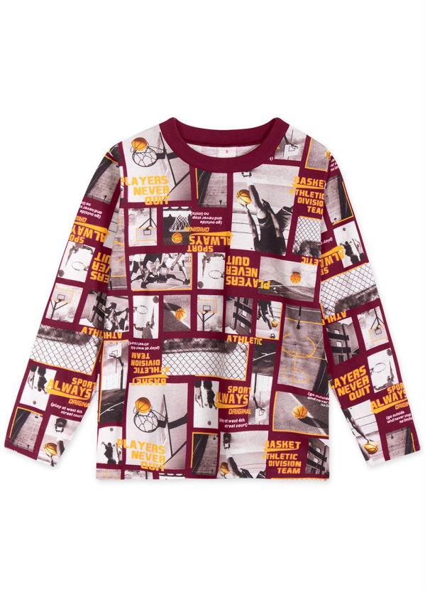 Marisol Play - Camiseta Manga Longa Infantil Menino Bordô