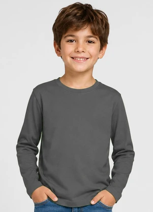 Select - Camiseta Manga Longa Infantil Masculina Cinza - SELECT