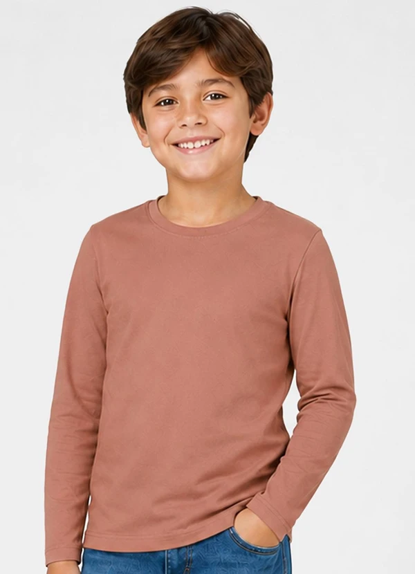 Select - Camiseta Manga Longa Infantil Masculina Marrom