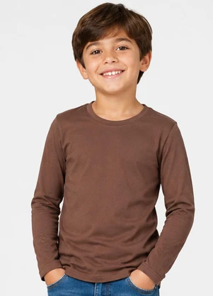 Select - Camiseta Manga Longa Infantil Masculina Marrom - SELECT