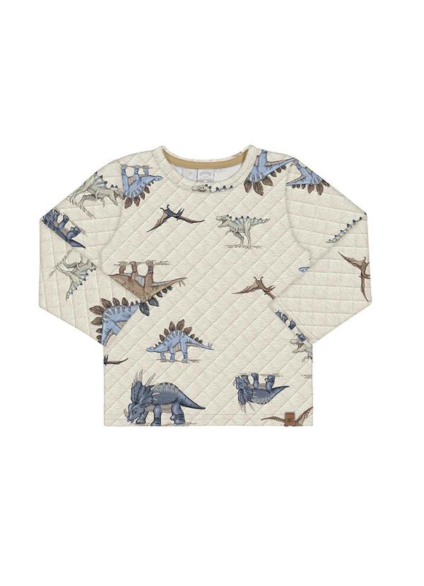Alakazoo - Camiseta Manga Longa Infantil Menino Estampada Off White