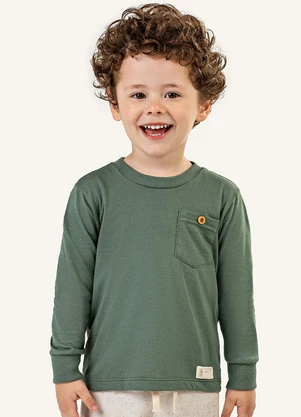 Colorittá - Camiseta Manga Longa Infantil Menino Lisa Verde - COLORITTÁ