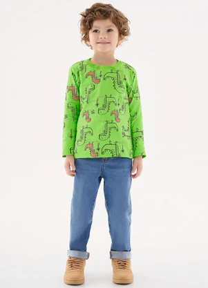 Up Baby - Camiseta Manga Longa Infantil Menino Verde - UP BABY
