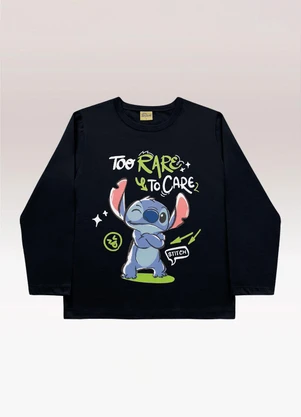 Fakini Kids - Camiseta Manga Longa Lilo & Stitch Preto - FAKINI KIDS