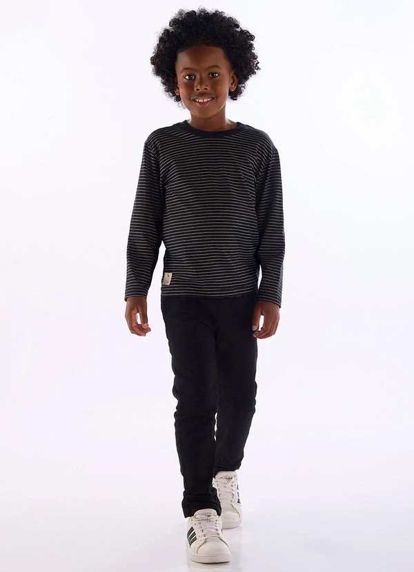 Quimby - Camiseta Manga Longa Listrada Preto 2