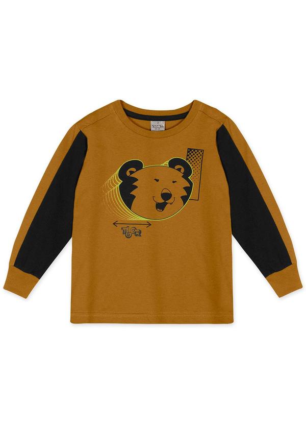 Tigor T Tigre - Camiseta Manga Longa Masculina Bebê Marrom