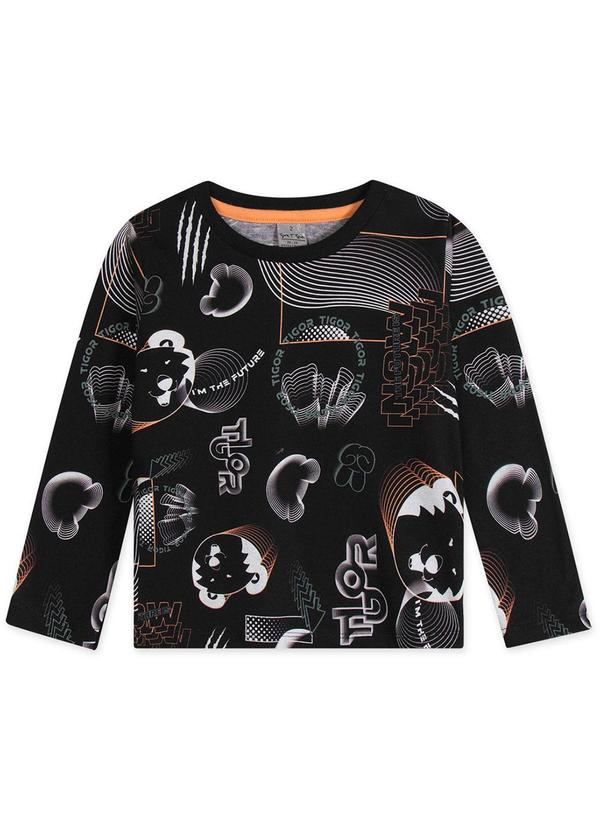 Tigor T Tigre - Camiseta Manga Longa Masculina Bebê Preto