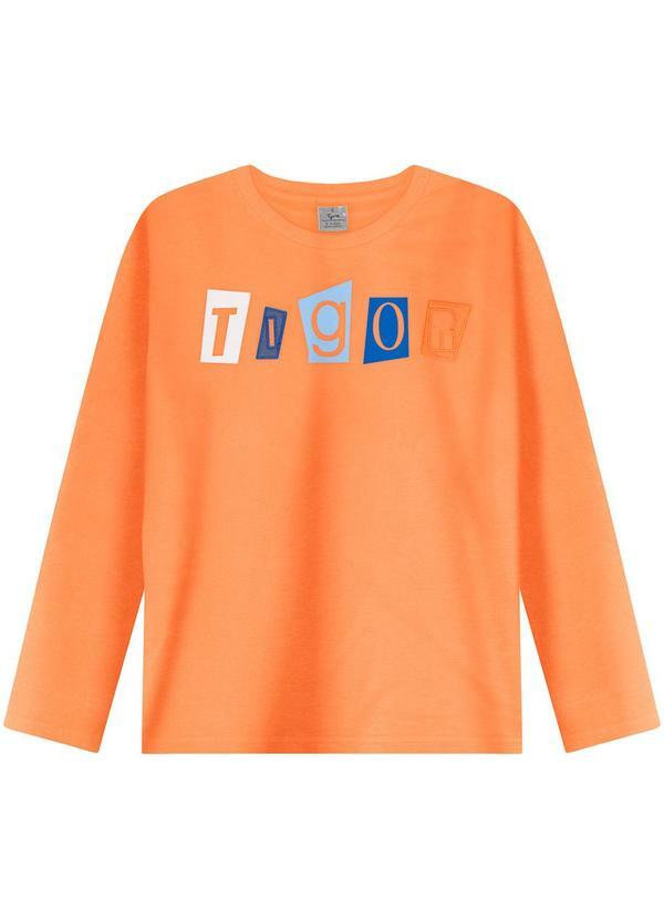 Tigor T Tigre - Camiseta Manga Longa Masculina Infantil Laranja