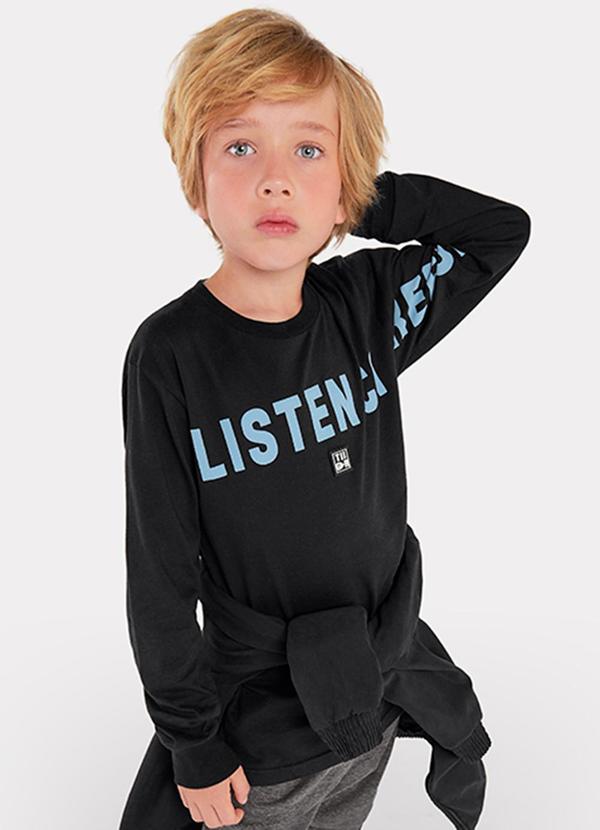 Tigor T Tigre - Camiseta Manga Longa Menino Infantil Preto