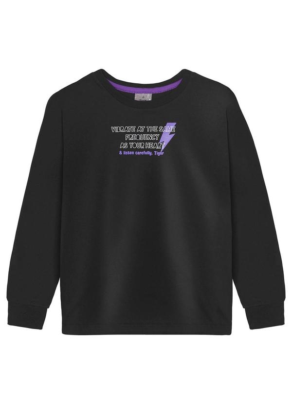Tigor T Tigre - Camiseta Manga Longa Masculina Infantil Preto