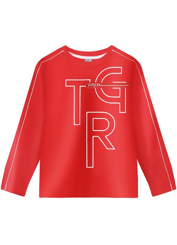 Tigor T Tigre - Camiseta Manga Longa Masculina Infantil Vermelho