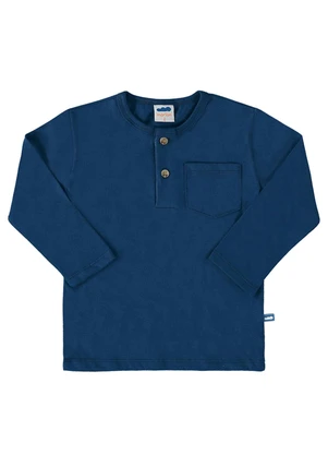 Marlan - Camiseta Manga Longa Meia Malha Bolso Azul - MARLAN