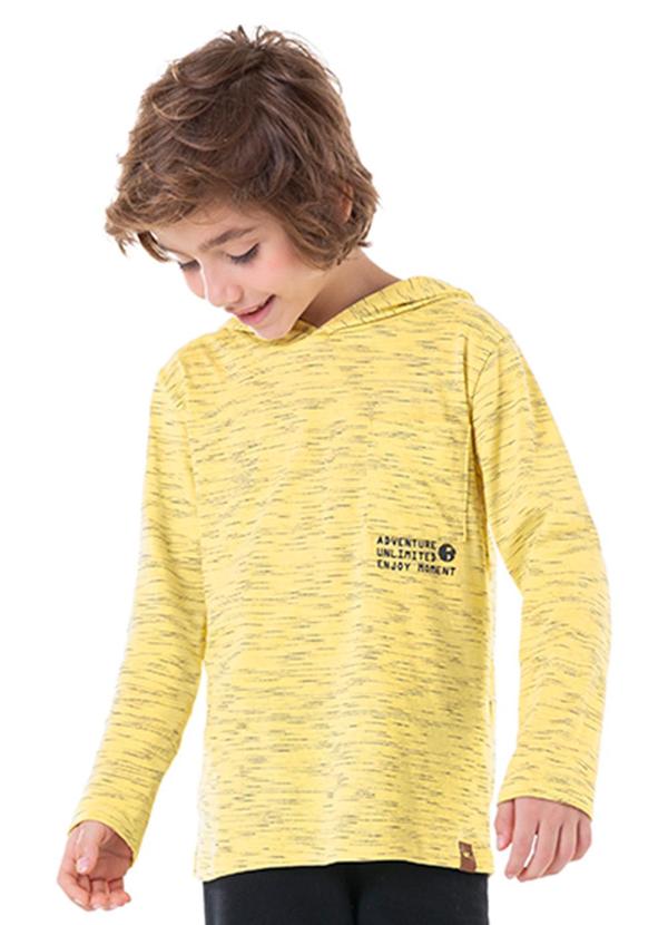Marlan - Camiseta Manga Longa Meia Malha Capuz Amarelo