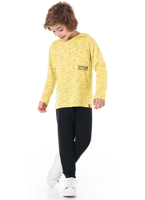 Marlan - Camiseta Manga Longa Meia Malha Capuz Amarelo 2