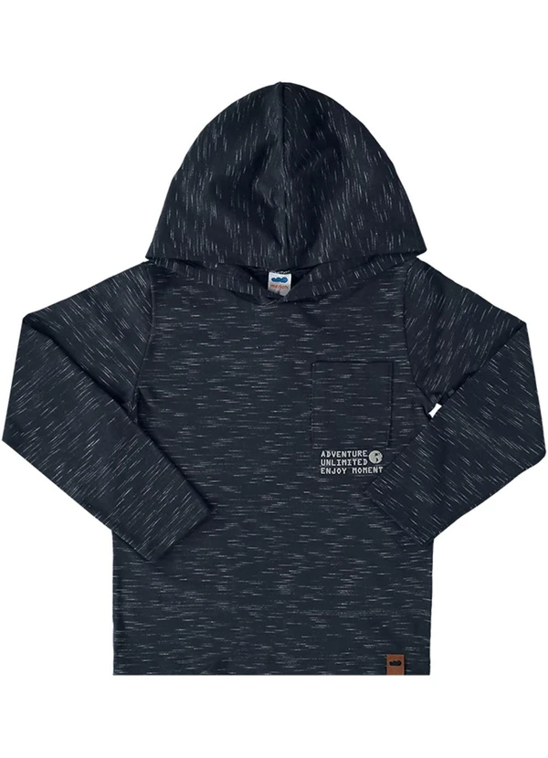 Marlan - Camiseta Manga Longa Meia Malha Jet Capuz Preto 1