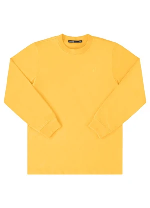 Ioluig - Camiseta Manga Longa Meia Malha Penteada Amarelo - IOLUIG