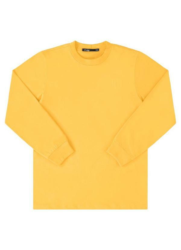 Ioluig - Camiseta Manga Longa Meia Malha Penteada Amarelo