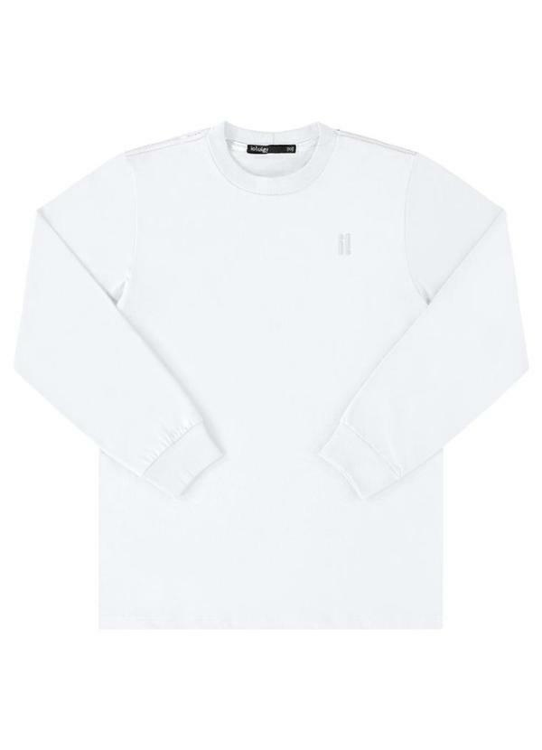 Ioluig - Camiseta Manga Longa Meia Malha Penteada Branco