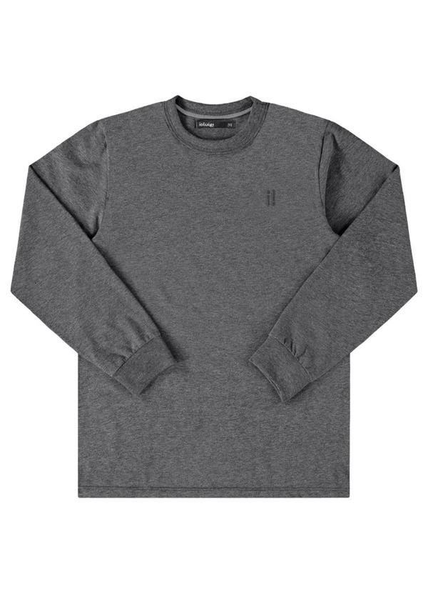 Ioluig - Camiseta Manga Longa Meia Malha Penteada Cinza