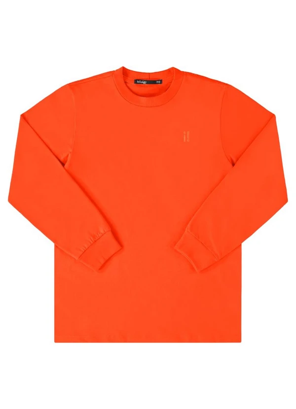 Ioluig - Camiseta Manga Longa Meia Malha Penteada Laranja