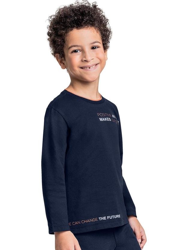 Quimby - Camiseta Manga Longa Menino Azul