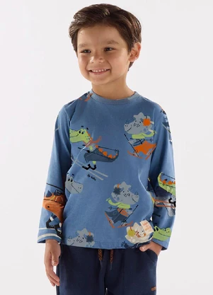 Up Baby - Camiseta Manga Longa Menino Azul - UP BABY