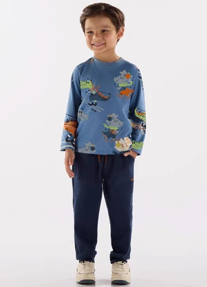 Up Baby - Camiseta Manga Longa Menino Azul - UP BABY