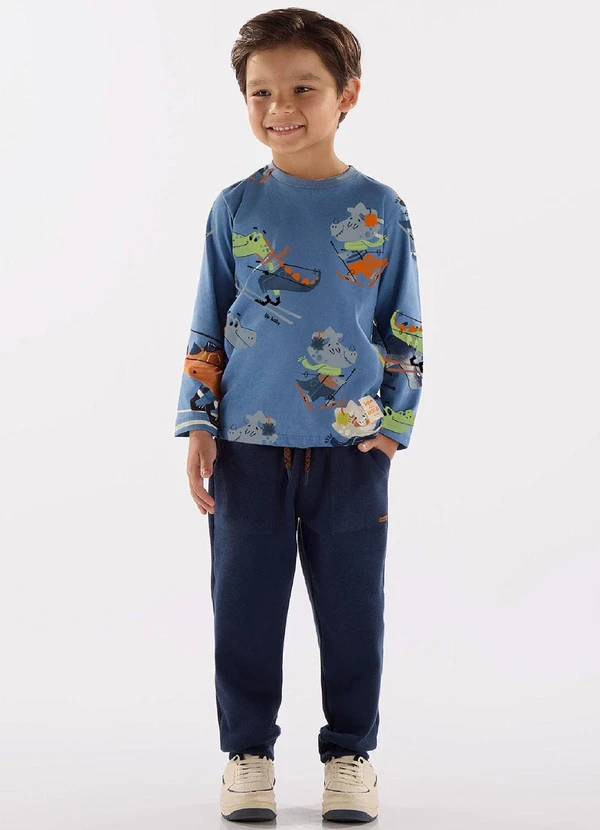 Up Baby - Camiseta Manga Longa Menino Azul 2