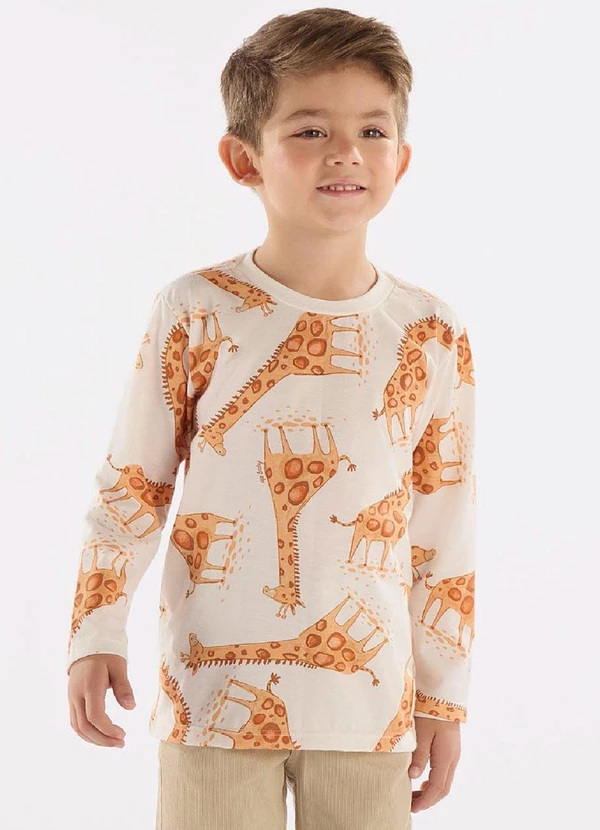 Up Baby - Camiseta Manga Longa Menino Bege