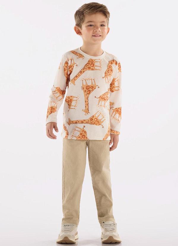 Up Baby - Camiseta Manga Longa Menino Bege 2