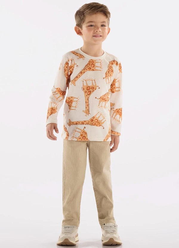 Up Baby - Camiseta Manga Longa Menino Bege 2