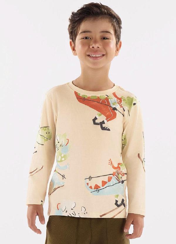 Up Baby - Camiseta Manga Longa Menino Bege