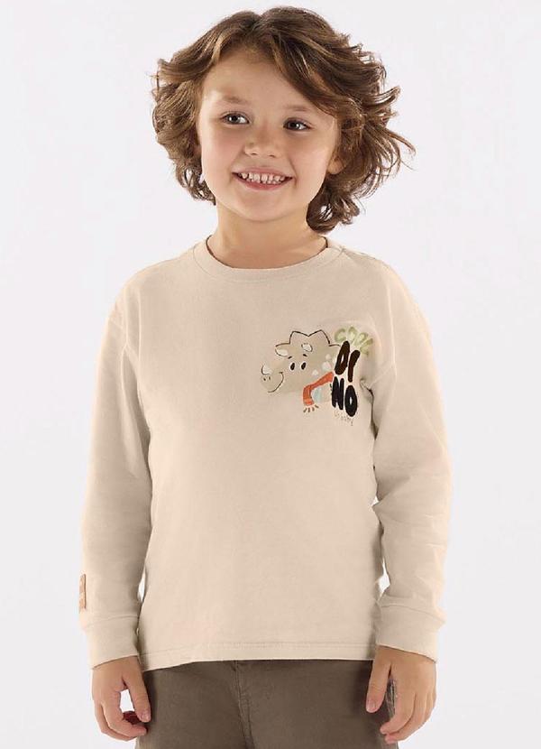 Up Baby - Camiseta Manga Longa Menino Bege