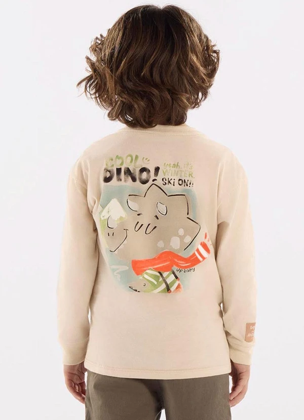 Up Baby - Camiseta Manga Longa Menino Bege 2
