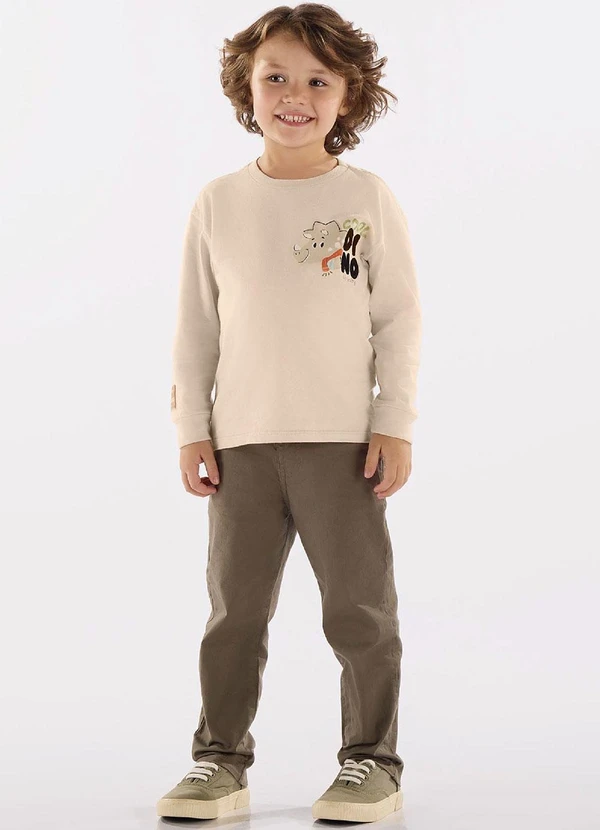 Up Baby - Camiseta Manga Longa Menino Bege 3