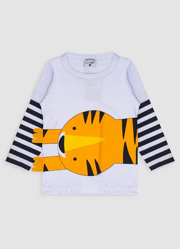 Turminha - Camiseta Manga Longa Menino Branco