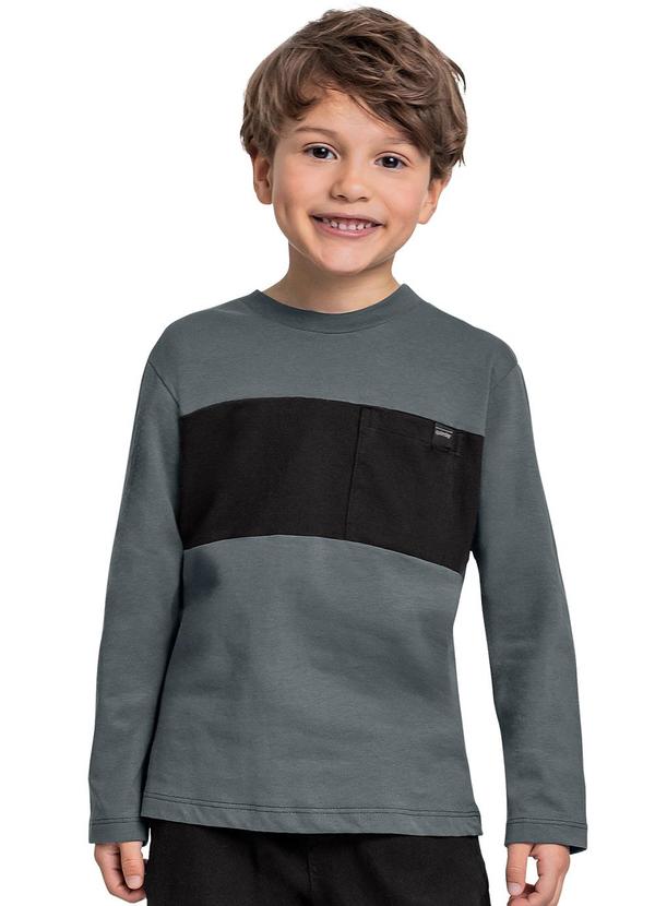 Quimby - Camiseta Manga Longa Menino Cinza