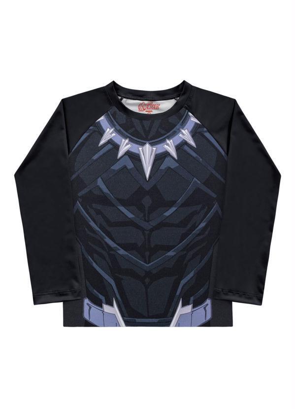 Fakini Kids - Camiseta Manga Longa Moda Praia Avengers Preto
