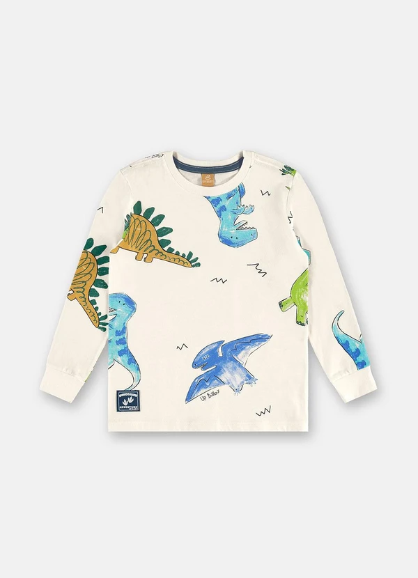 Up Baby - Camiseta Manga Longa Mundo Dino Branco 3