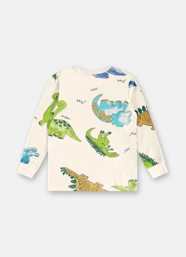 Up Baby - Camiseta Manga Longa Mundo Dino Branco 4