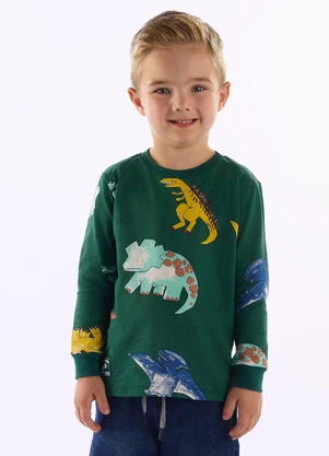 Up Baby - Camiseta Manga Longa Mundo Dino Verde - UP BABY