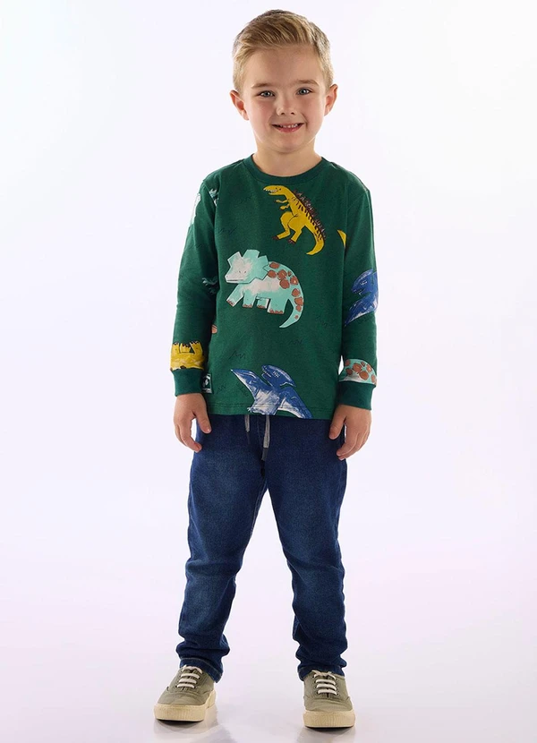 Up Baby - Camiseta Manga Longa Mundo Dino Verde 2