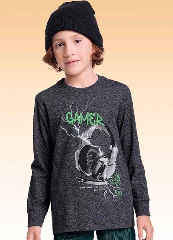 Fakini Kids - Camiseta Manga Longa Preto