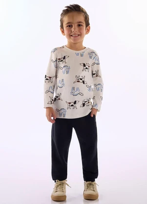 Up Baby - Camiseta Manga Longa Puppy Fun Branco - UP BABY