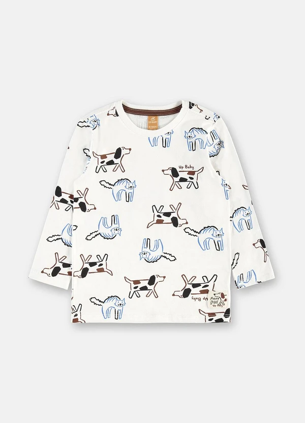 Up Baby - Camiseta Manga Longa Puppy Fun Branco 3