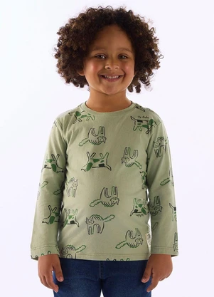 Up Baby - Camiseta Manga Longa Puppy Fun Verde - UP BABY