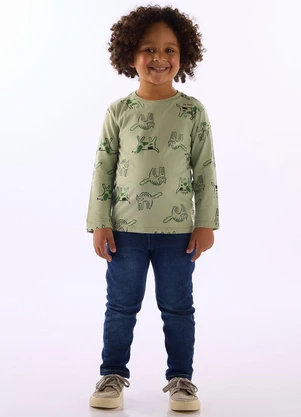 Up Baby - Camiseta Manga Longa Puppy Fun Verde - UP BABY