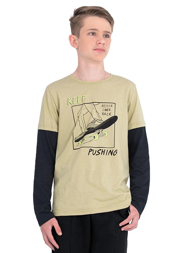 Ddk - Camiseta Manga Longa Skate Keep Bege