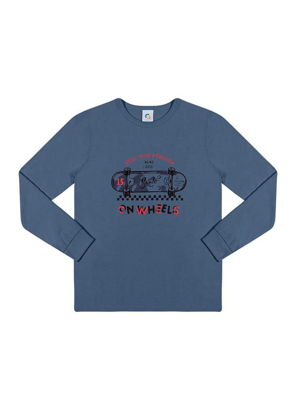 Alenice - Camiseta Manga Longa Skate Menino Azul